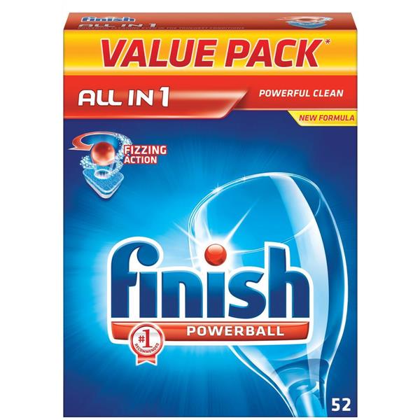 Image of Finish Powerball All-in-1 Dishwasher Tablets (1 x Pack of 52 Tablets)