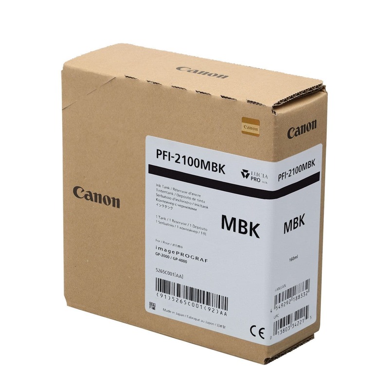 Canon PFI-2100MBK Matte Black Original Ink Cartridge (160ml)