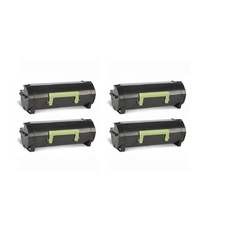 999inks Compatible Quad Pack Lexmark 502U (50F2U0E) Black Ultra High Capacity Laser Toner Cartridges