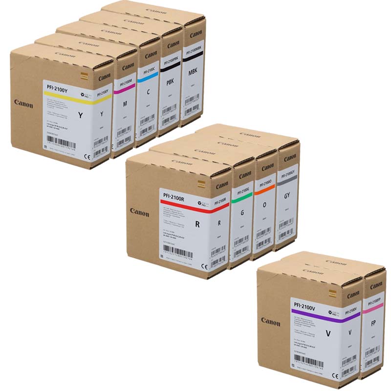 Canon PFI-2100 Full Set Original Inkjet Printer Cartridges