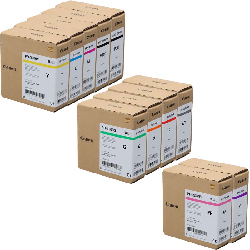 Canon PFI-2300 Full Set Original Inkjet Printer Cartridges