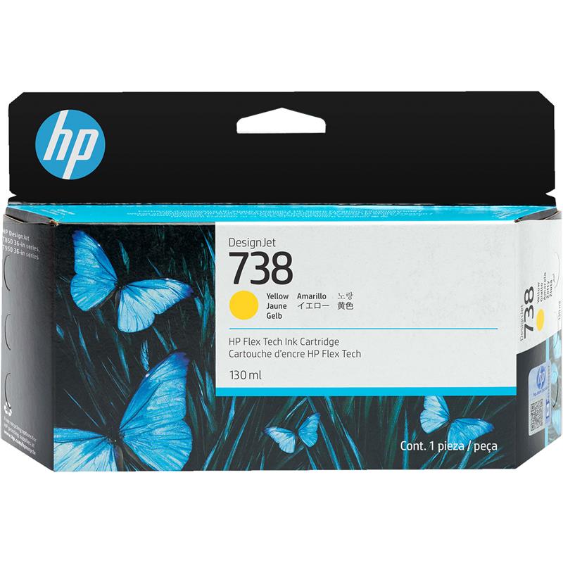 HP 738 Yellow Original Standard Capacity Ink Cartridge (498N7A)