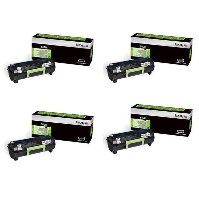 999inks Compatible Quad Pack Lexmark 512H (51F2H00) Black High Capacity Laser Toner Cartridges