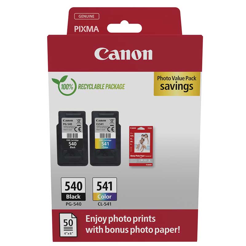 Canon PG-540/CL-541 Original Multipack Ink Cartridges & Photo Paper (5225B013)