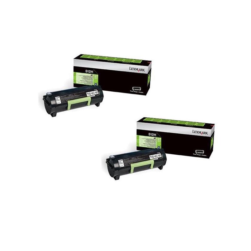 999inks Compatible Twin Pack Lexmark 512H (51F2H00) Black High Capacity Laser Toner Cartridges