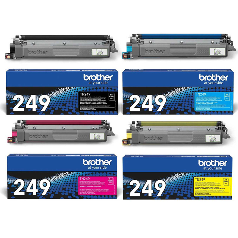 Brother TN249BK/Y Full Set Original Extra High Capacity Laser Toner Cartridges