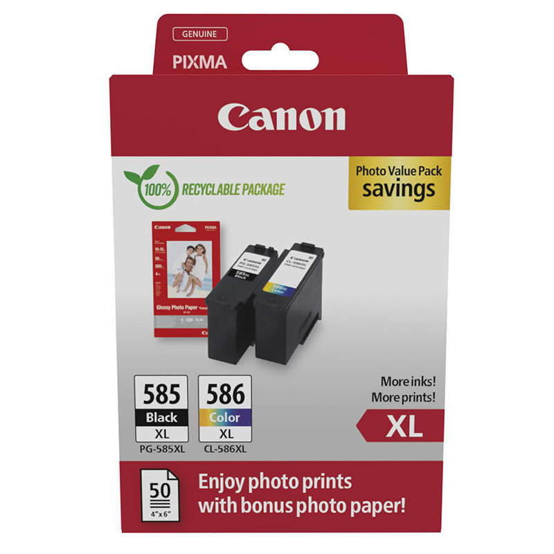 Canon PG-585XL/CL-586XL Original Multipack Ink Cartridges & Photo Paper (6204C005)