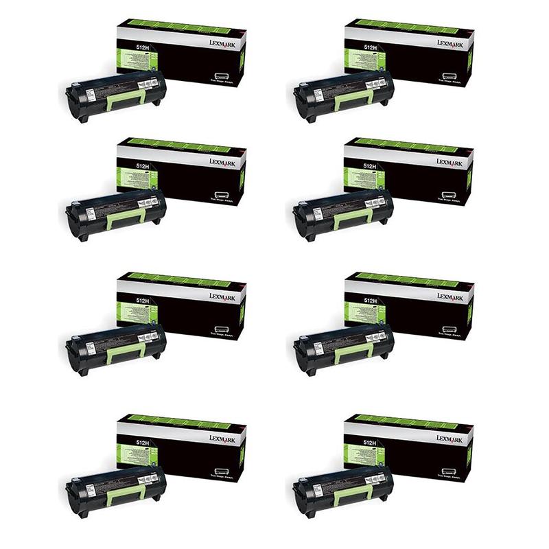 999inks Compatible Eight Pack Lexmark 512H(51F2H00) Black High Capacity Laser Toner Cartridges