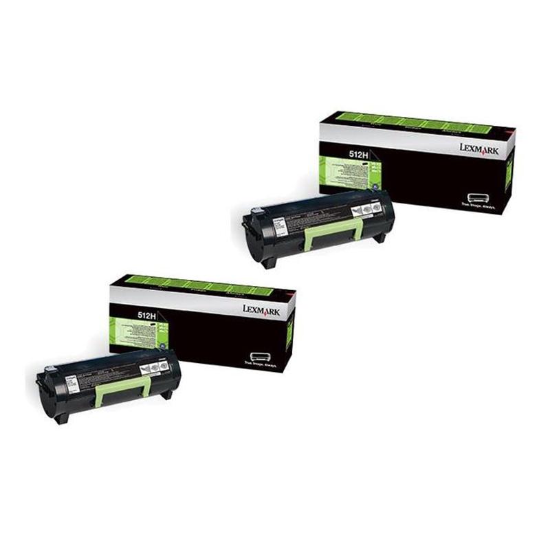 Lexmark 512H (51F2H00) Black Original Laser Toner Cartridge Twin Pack