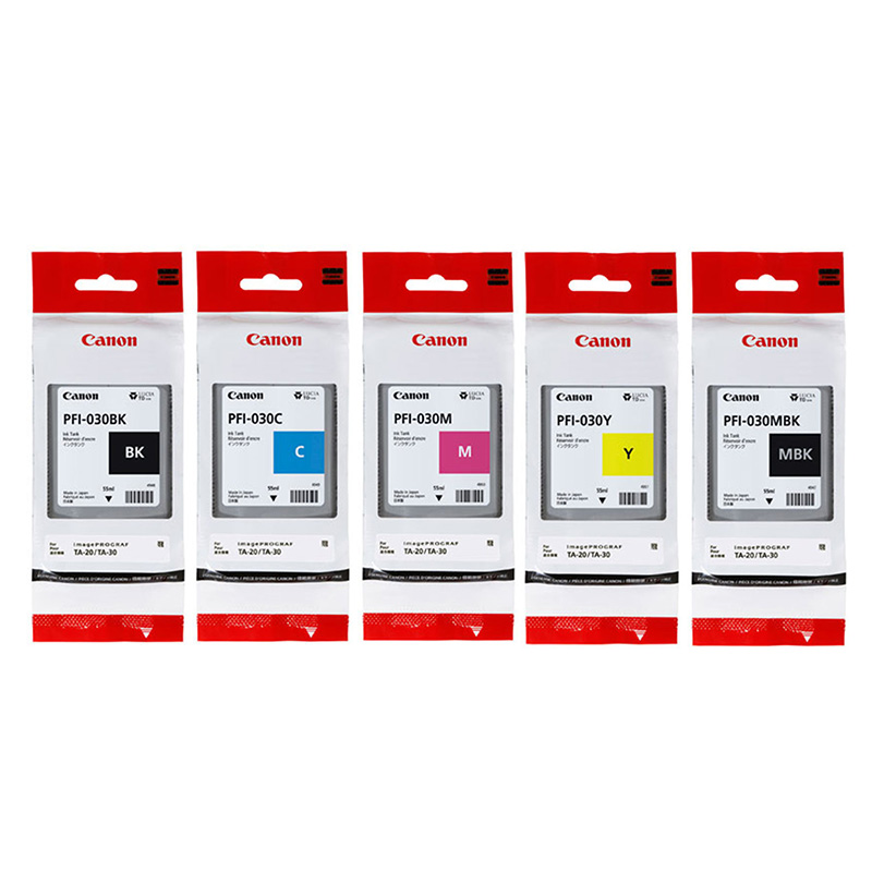 Canon PFI-030 BK/C/M/Y/MBK Full Set Original Standard Capacity Inkjet Printer Cartridges